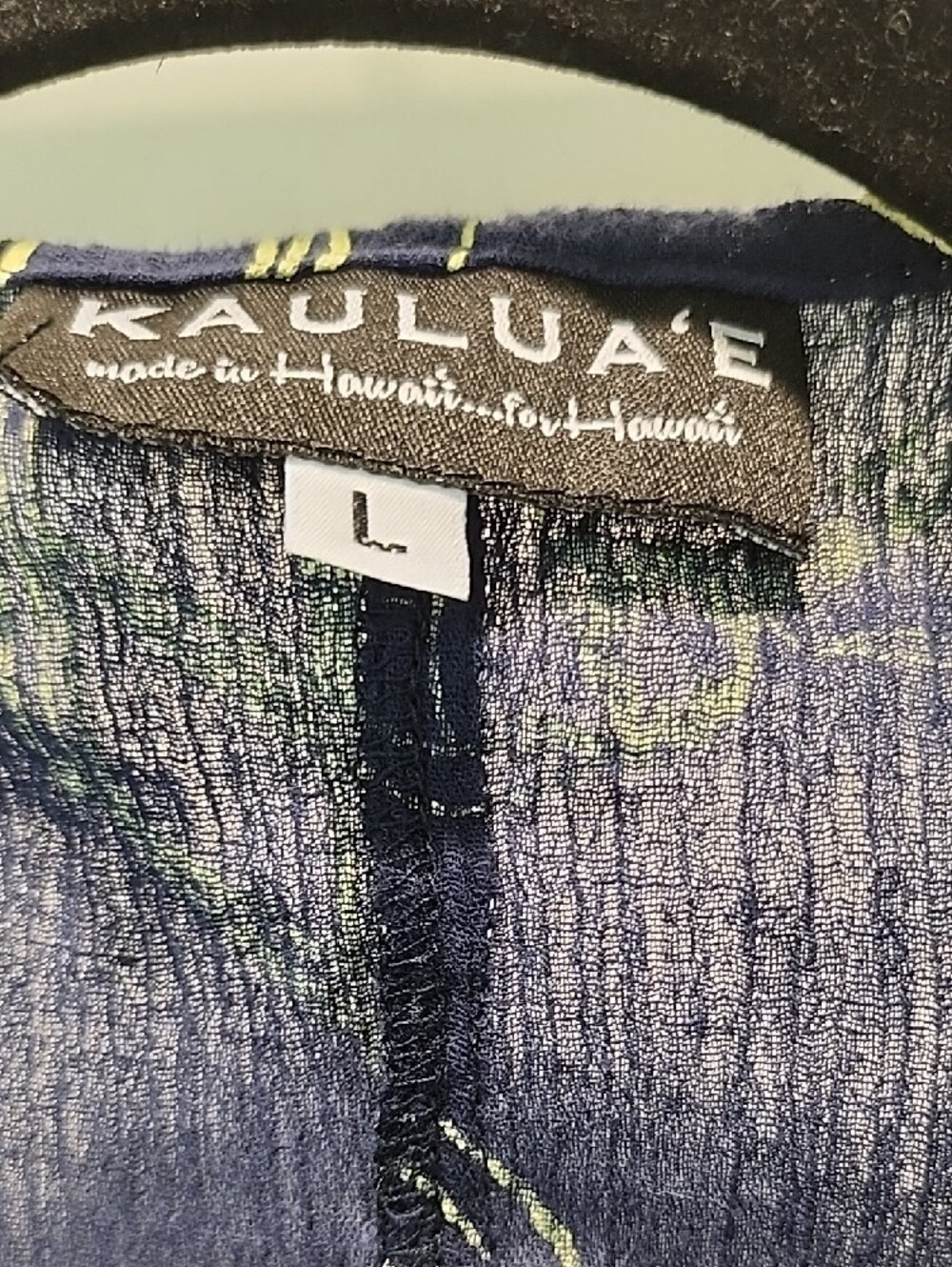Hawaiian Kimono Top Jacket KAULUA'E Lauhala Yellow And Blue - Picture 4 of 6